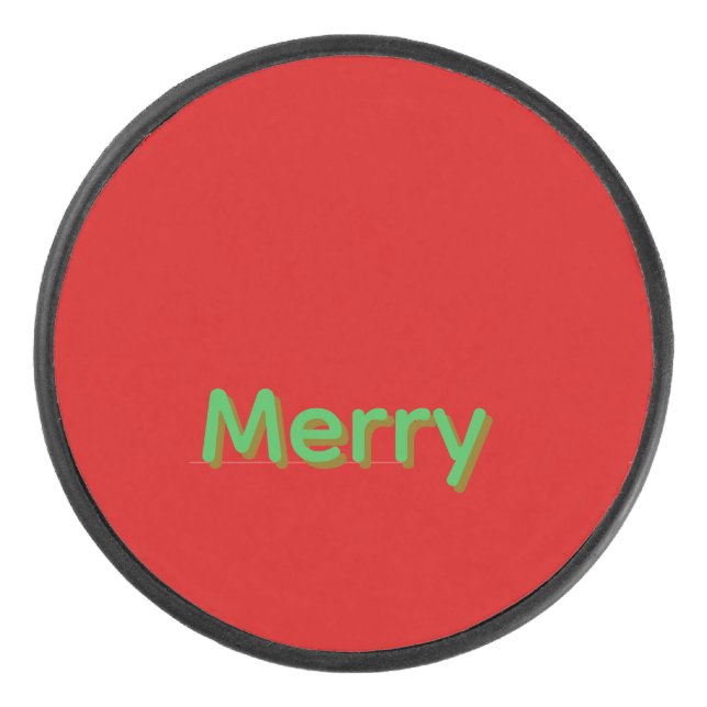 Fröhlicher grüner Name auf Rot Eishockey Puck (Vorderseite)
