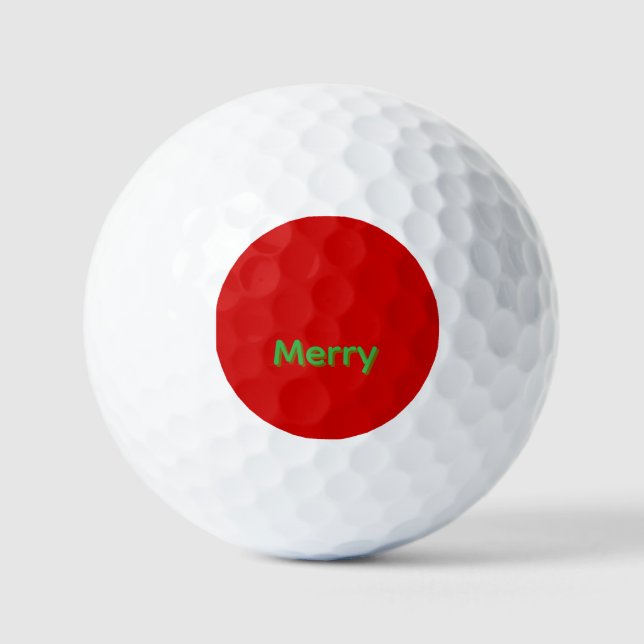 Fröhlicher grüner Name auf Rot Golfball (Vorderseite)