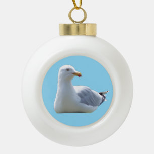 Fröhlicher "Gully auf seinem Hols" Weihnachts-Möwe Keramik Kugel-Ornament