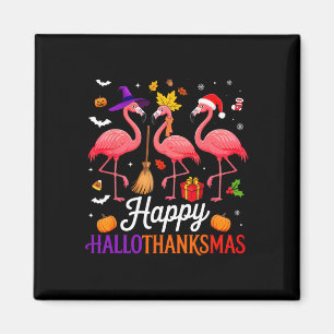 Fröhlicher Hallothanksmas Flamingo Liebhaber Hallo Magnet