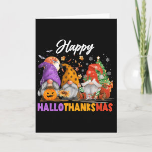 Fröhlicher Hallothanksmas Gnom Halloween Thanksgiv Karte