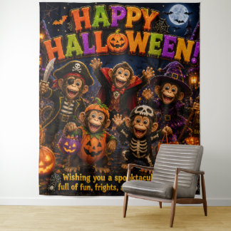 Fröhlicher Halloween-Affe Wandteppich/Halloween-Pa Wandteppich