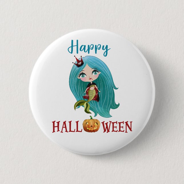 Fröhlicher Halloween-Button Mädchen Gruselige Meer Button (Vorderseite)