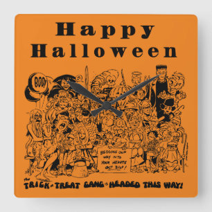 Fröhlicher Halloween-Charakter Quadratische Wanduhr