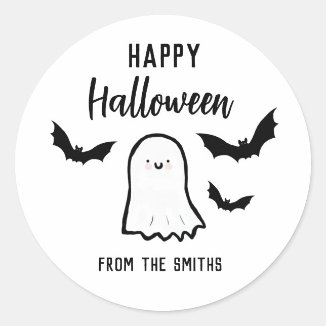 Fröhlicher Halloween freundlicher Geist Runder Aufkleber (Vorderseite)