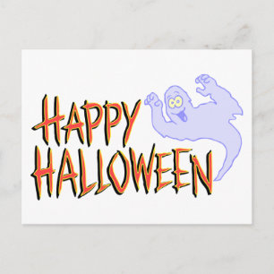 Fröhlicher Halloween freundlicher lächelnder Geist Postkarte