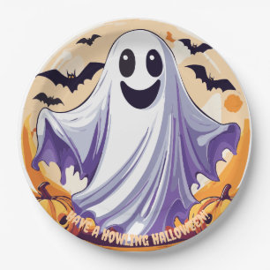 Fröhlicher Halloween-Geist Pappteller