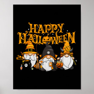 Fröhlicher Halloween Gnomes Herbstpumpenfallen Hol Poster