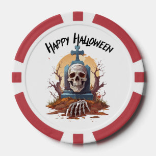 Fröhlicher Halloween-Grabstein und Skelett Pokerchips