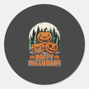Fröhlicher Halloween Grusel-Kürbis-Wald-Vektor Runder Aufkleber