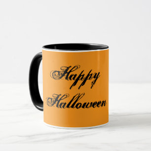 Fröhlicher Halloween-Handschrift-Becher (Orange &  Tasse