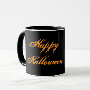 Fröhlicher Halloween-Handschrift-Becher (Schwarz & Tasse