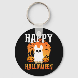 Fröhlicher Halloween-Hund-Geist Schlüsselanhänger
