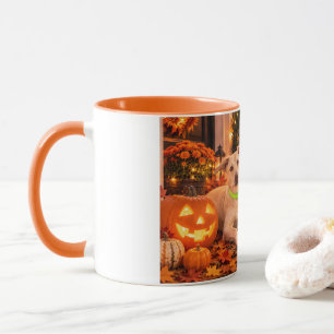 Fröhlicher Halloween-Hund und Jack-o'-Lantern-Tass Tasse