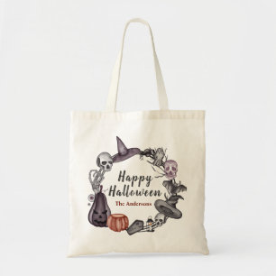 Fröhlicher Halloween-Kranz-Trick oder Treat-Tasche Tragetasche