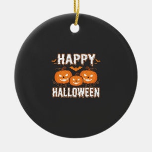 Fröhlicher Halloween-Kürbis-Fledermaus-Vektor Keramik Ornament