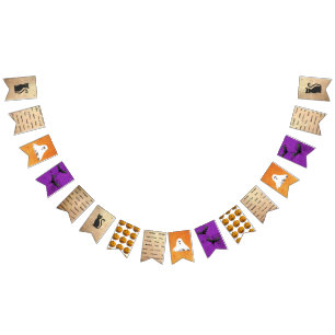 Fröhlicher Halloween Kürbis, Schwarze Katze, Geist Wimpelkette