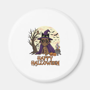 Fröhlicher Halloween-Mops-Henkerhut-Kessel-Kürbiss Magnet