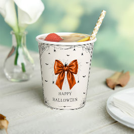 Fröhlicher Halloween Orange Bogen Pappbecher