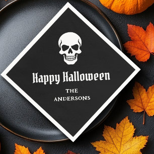 Fröhlicher Halloween-Schädel individuelle Name ode Serviette
