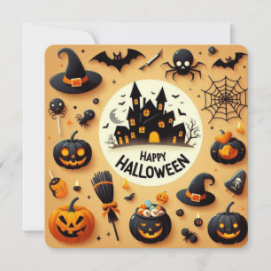 Fröhlicher Halloween-Spaß Grusel-Mix & Geisterhaus Einladung
