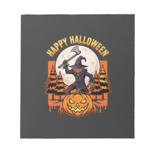 Fröhlicher Halloween-Vogelscheuche-Jack-O-Lantern- Notizblock