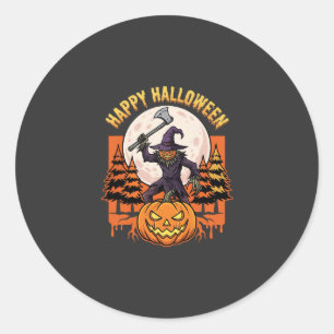 Fröhlicher Halloween-Vogelscheuche-Jack-O-Lantern- Runder Aufkleber