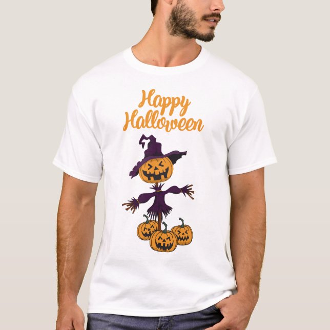 Fröhlicher Halloween Vogelscheuche T-Shirt (Vorderseite)