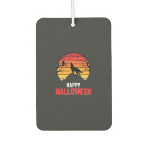 Fröhlicher Halloween-Wolf-Sonnenuntergangs-Vektor Autolufterfrischer