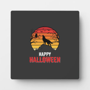 Fröhlicher Halloween-Wolf-Sonnenuntergangs-Vektor Fotoplatte