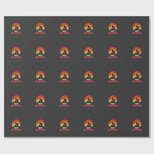 Fröhlicher Halloween-Wolf-Sonnenuntergangs-Vektor Geschenkpapier