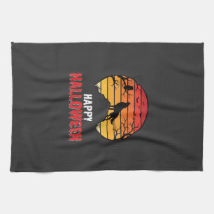 Fröhlicher Halloween-Wolf-Sonnenuntergangs-Vektor Geschirrtuch