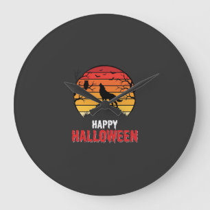 Fröhlicher Halloween-Wolf-Sonnenuntergangs-Vektor Große Wanduhr