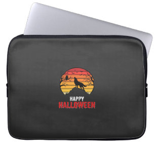 Fröhlicher Halloween-Wolf-Sonnenuntergangs-Vektor Laptopschutzhülle