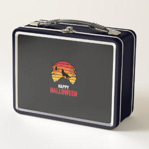 Fröhlicher Halloween-Wolf-Sonnenuntergangs-Vektor Metall Brotdose