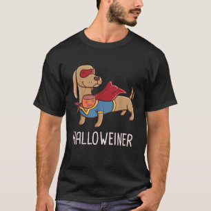 Fröhlicher Halloweiner Dachshund Hund Superheld Fr T-Shirt