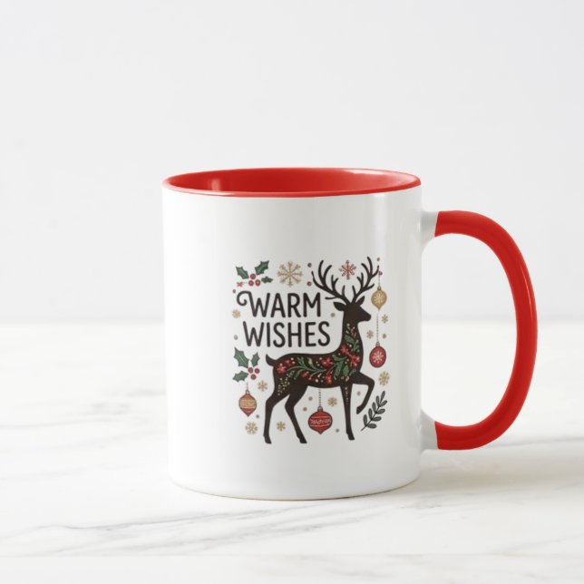 Fröhlicher & Helle Weihnachtskranz Grüner Griff Tasse (Rechts)