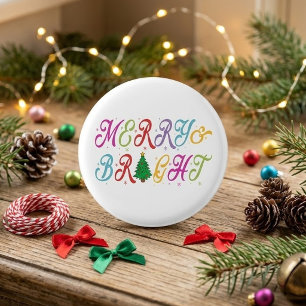 Fröhlicher & Heller Bunter Weihnachtsbaum Festlich Button