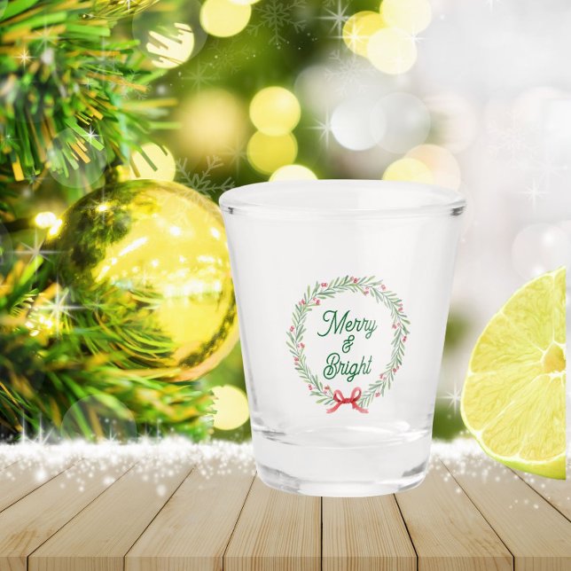 Fröhlicher & Heller Feiertags-Kranz Schnapsglas (In Situ Christmas)