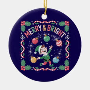 Fröhlicher & Heller Weihnachtself Niedlicher Fei Keramik Ornament