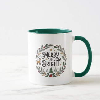 Fröhlicher & heller Weihnachtskranz mit grünem Gri Tasse