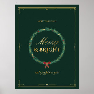 Fröhlicher & Hellig Smaragd-Noel-Weihnachtsplakat Poster
