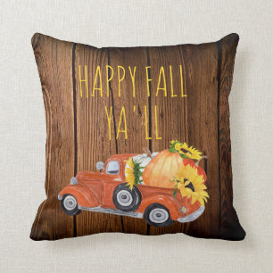 Fröhlicher Herbst euch alle Rustikale Vintage-Aufn Kissen