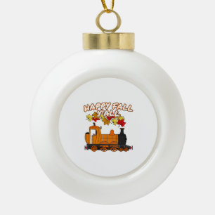 Fröhlicher Herbst euch allen Dampfzug-Kürbis-Eisen Keramik Kugel-Ornament