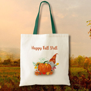 Fröhlicher Herbst euch allen Herbst-Gnom mit Kürbi Tragetasche