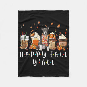 Fröhlicher Herbst für euch alle Pitbull-Hund-Kaffe Fleecedecke