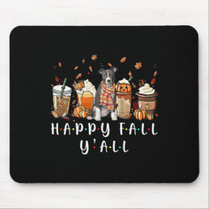 Fröhlicher Herbst für euch alle Pitbull-Hund-Kaffe Mousepad