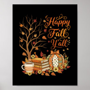 Fröhlicher Herbst für Euch Floraler Kürbis Herbst Poster