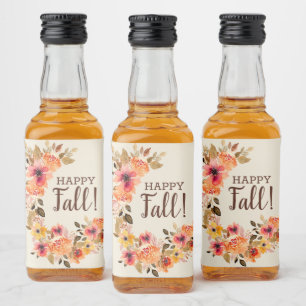 Fröhlicher Herbstlicher Blumenstrauß Mini Alkoholflaschenetikett