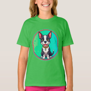 Fröhlicher Hund Bunte Cartoon-Illustration T-Shirt